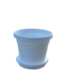 White Round Plastic Flower Pot with Tray